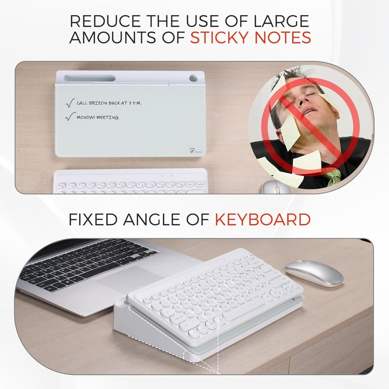 TOWON Small Compact Glass Desktop Whiteboard with Storage – 12 x 7 in Dry Erase Board for Desk, Home Office, School | Includes 5 Markers, Eraser & Holder | Space-Saving Organizer, Aesthetic White - Image 4